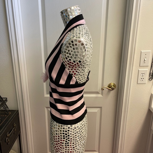 Pink & Black Veronique Young Striped Halter Top - Picture 3 of 6